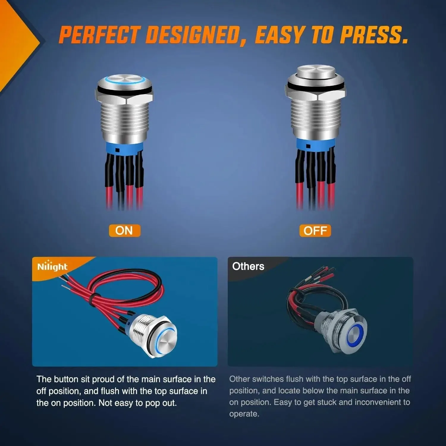 12mm 12V Waterproof ON Off Latching Push Button Switch