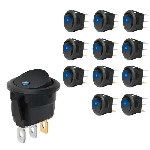 12Pcs 12V 20A Round Blue LED SPST Toggle Switch