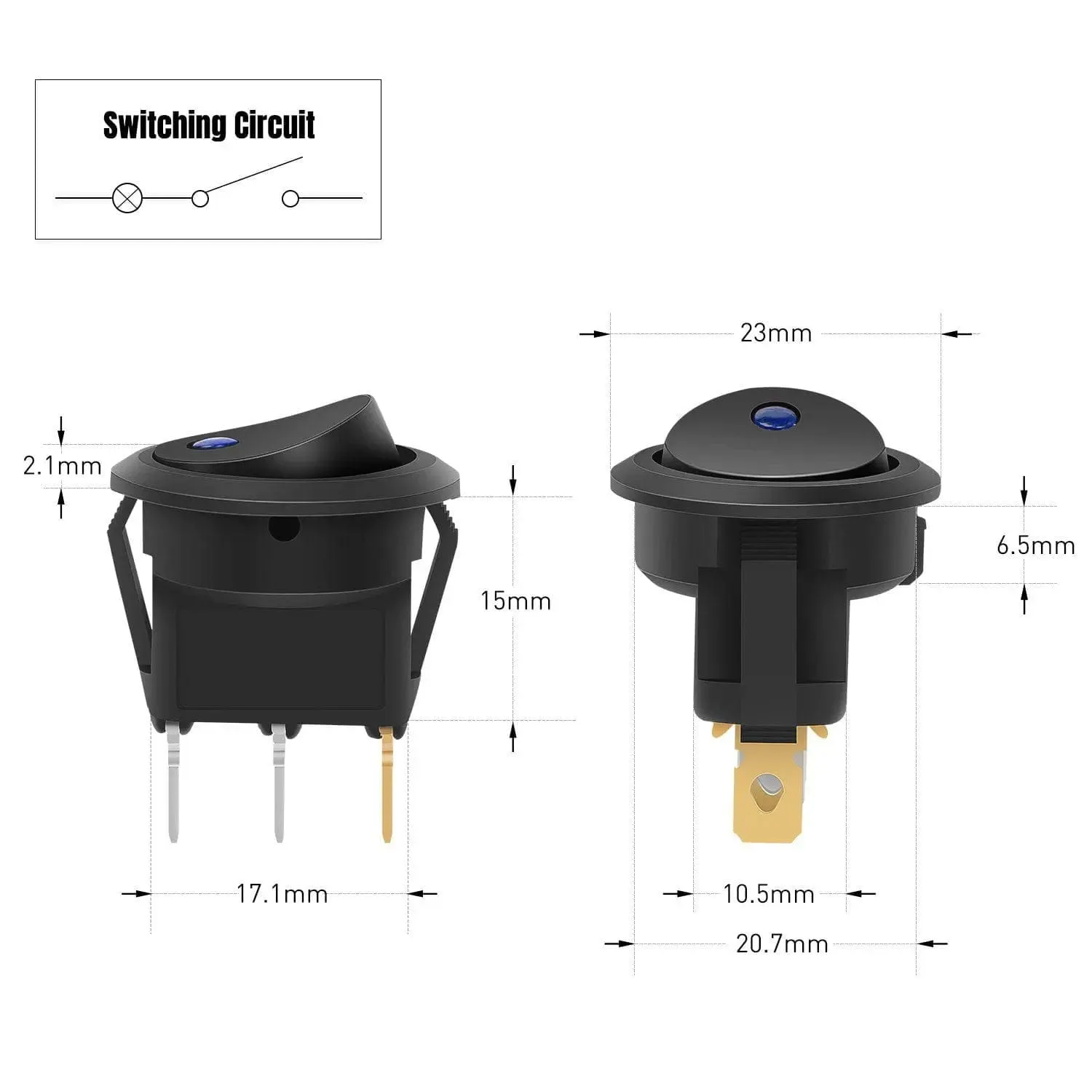 12Pcs 12V 20A Round Blue/Green/Yellow/Red LED SPST Toggle Switch