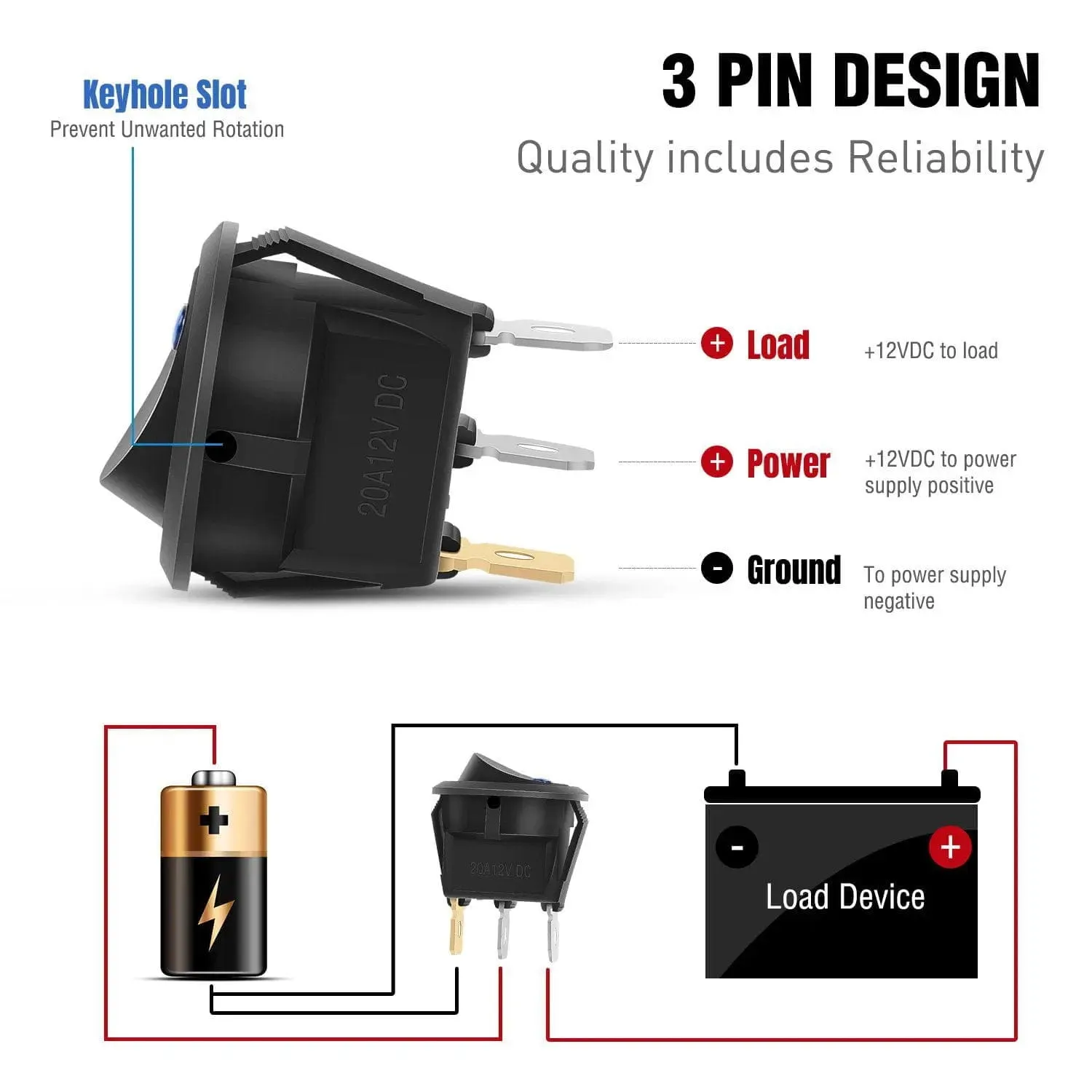 12Pcs 12V 20A Round Blue/Green/Yellow/Red LED SPST Toggle Switch