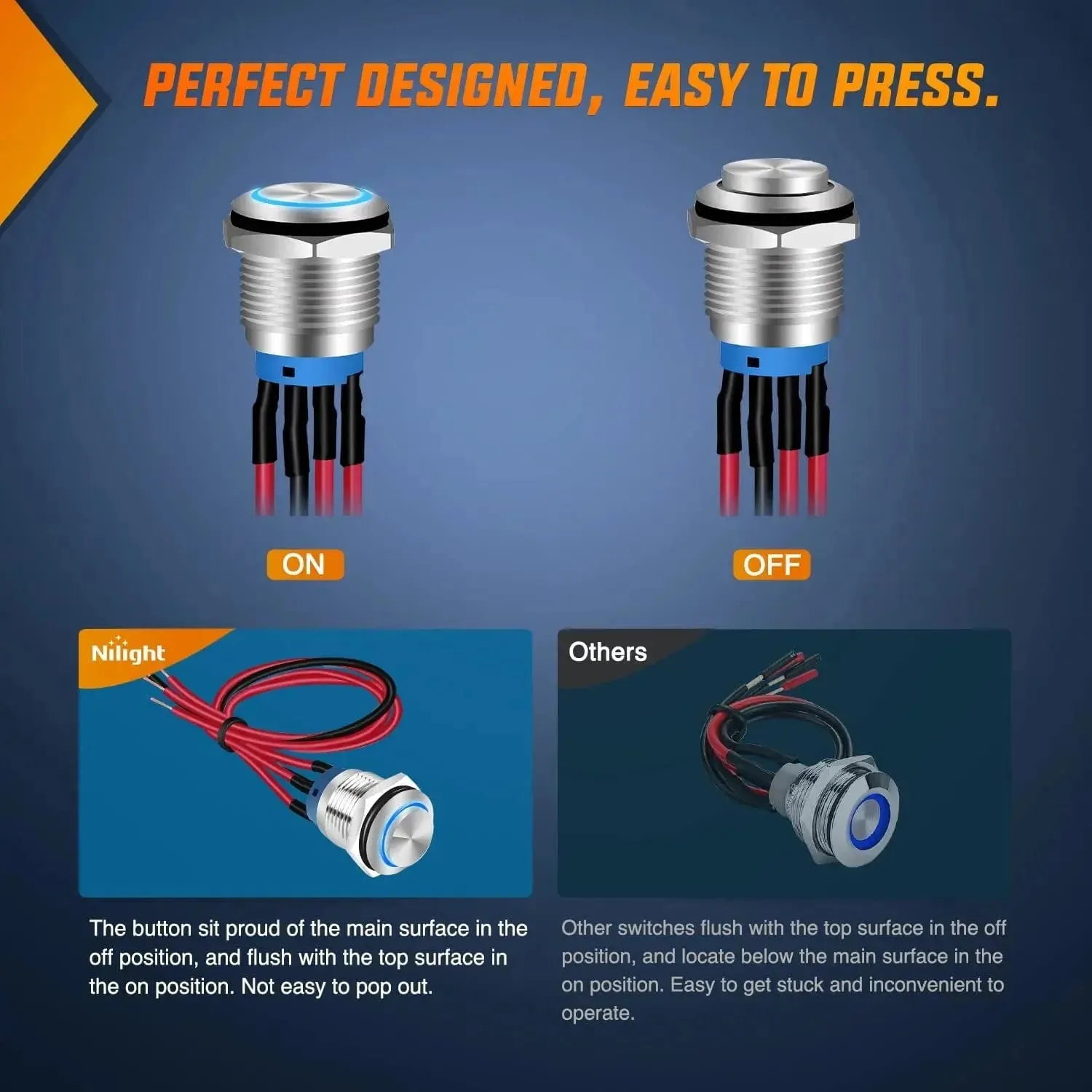 16mm 12V Waterproof ON Off Latching Push Button Switch