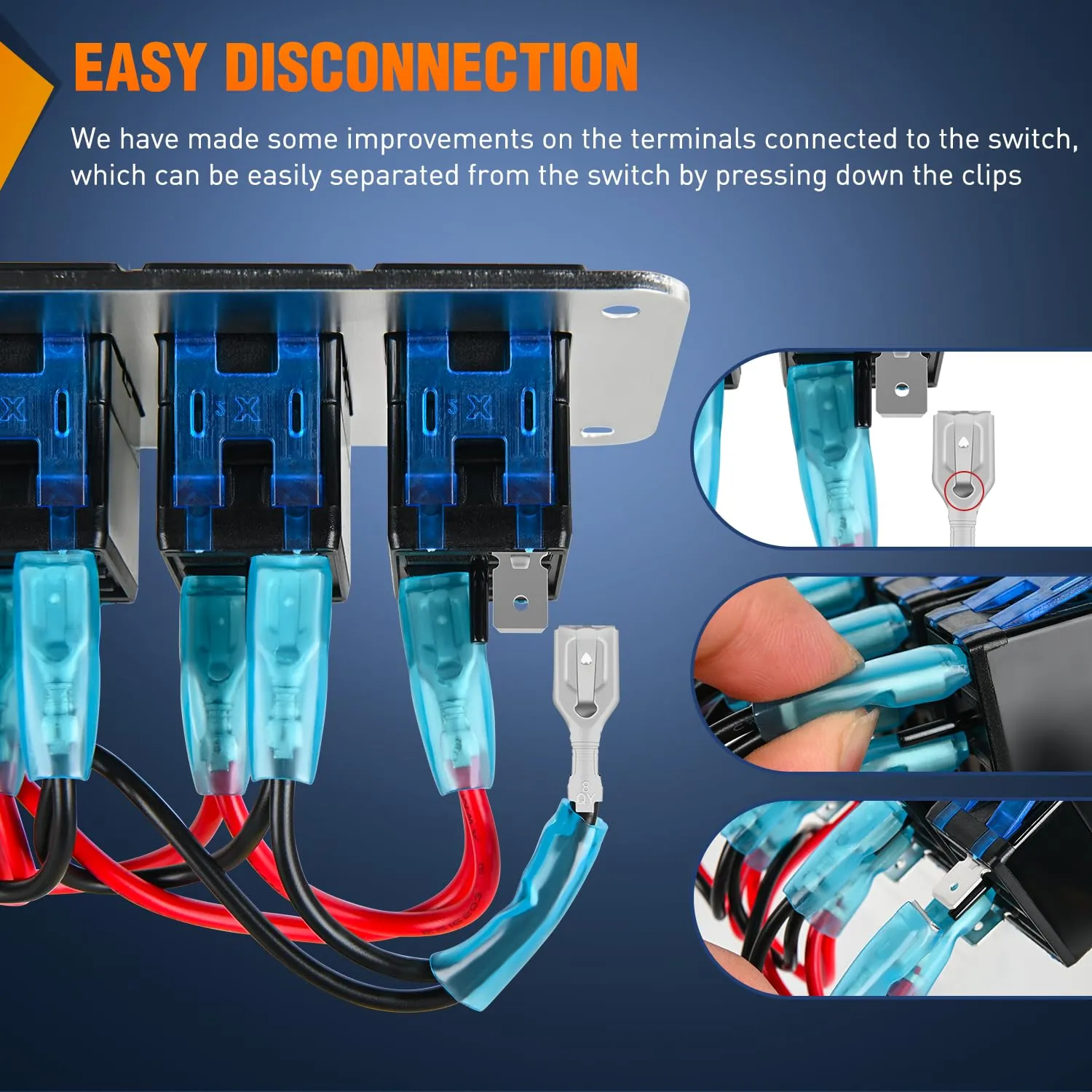 2Gang Aluminum 3Pin ON/Off Blue Led Rocker Switch Panel