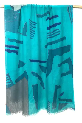 Abstract Vibrance Silk Cashmere Scarf