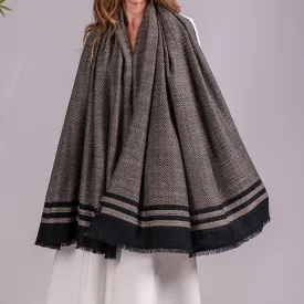 Black and Bisque Pashmina Cashmere Shawl