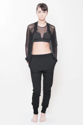 Black Mesh Zip-Up Jacket