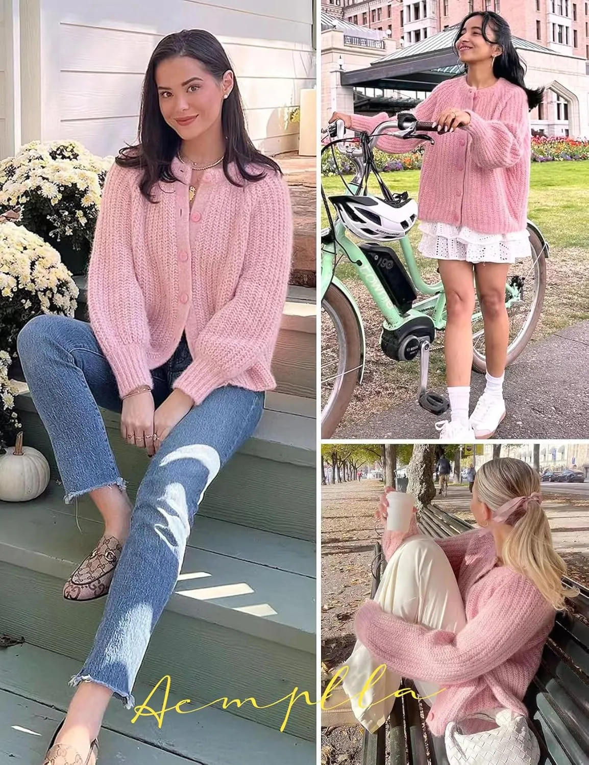 Cardigan Sweaters for Women Chunky Knit Cardigans Long Sleeve Button Sweater Jacket 2024 Fall Winter