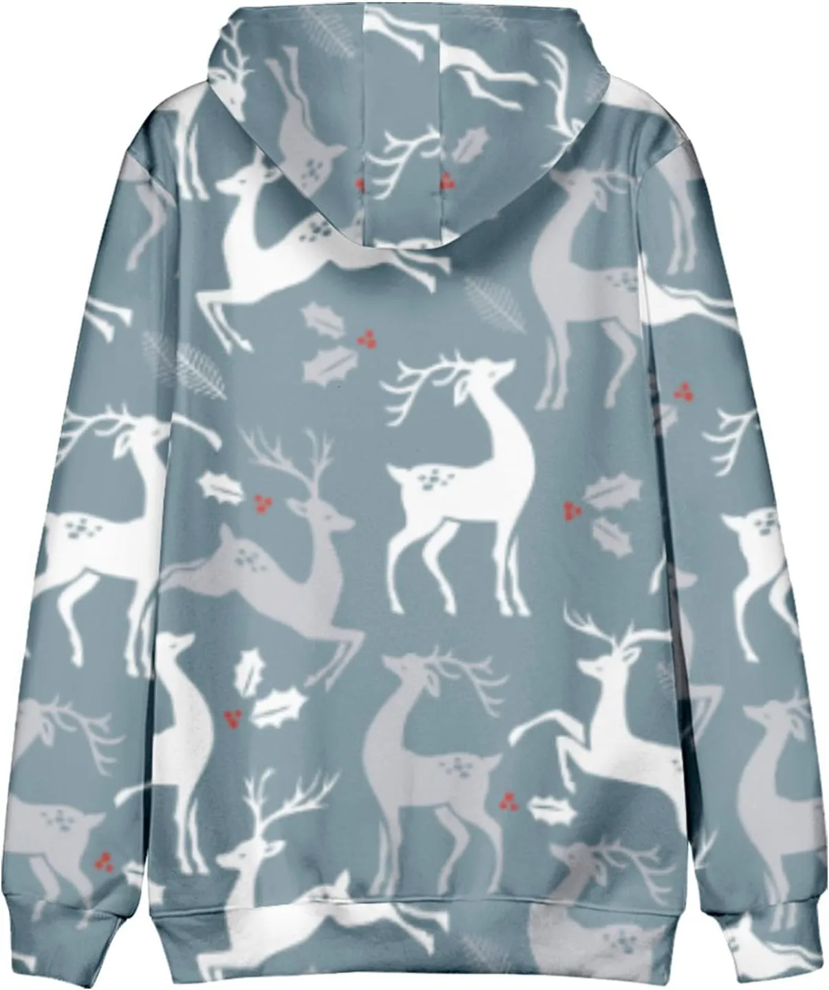 Christmas Hoodies For Men Trendy Funny Snowflake Reindeer Graphic Long Sleeve Drawstring Hooded Sweatshirts