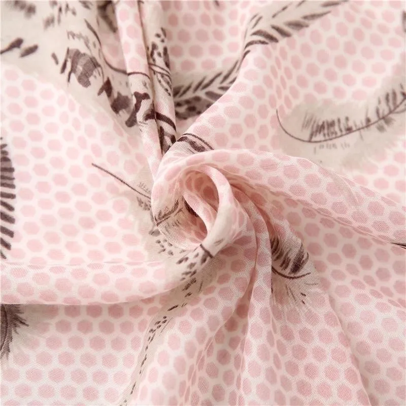 Cotton And Linen Scarf Women Spring And Autumn Wild Feather Plain Pattern Long Shawl Women Suppliers China