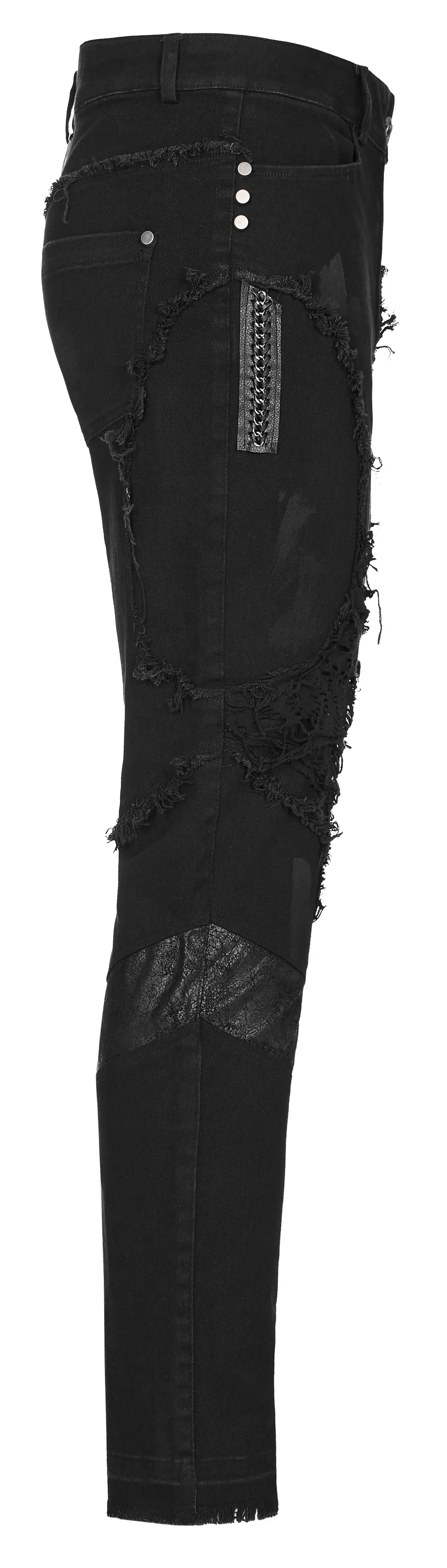 Edgy Distressed Black Denim Gothic Pants