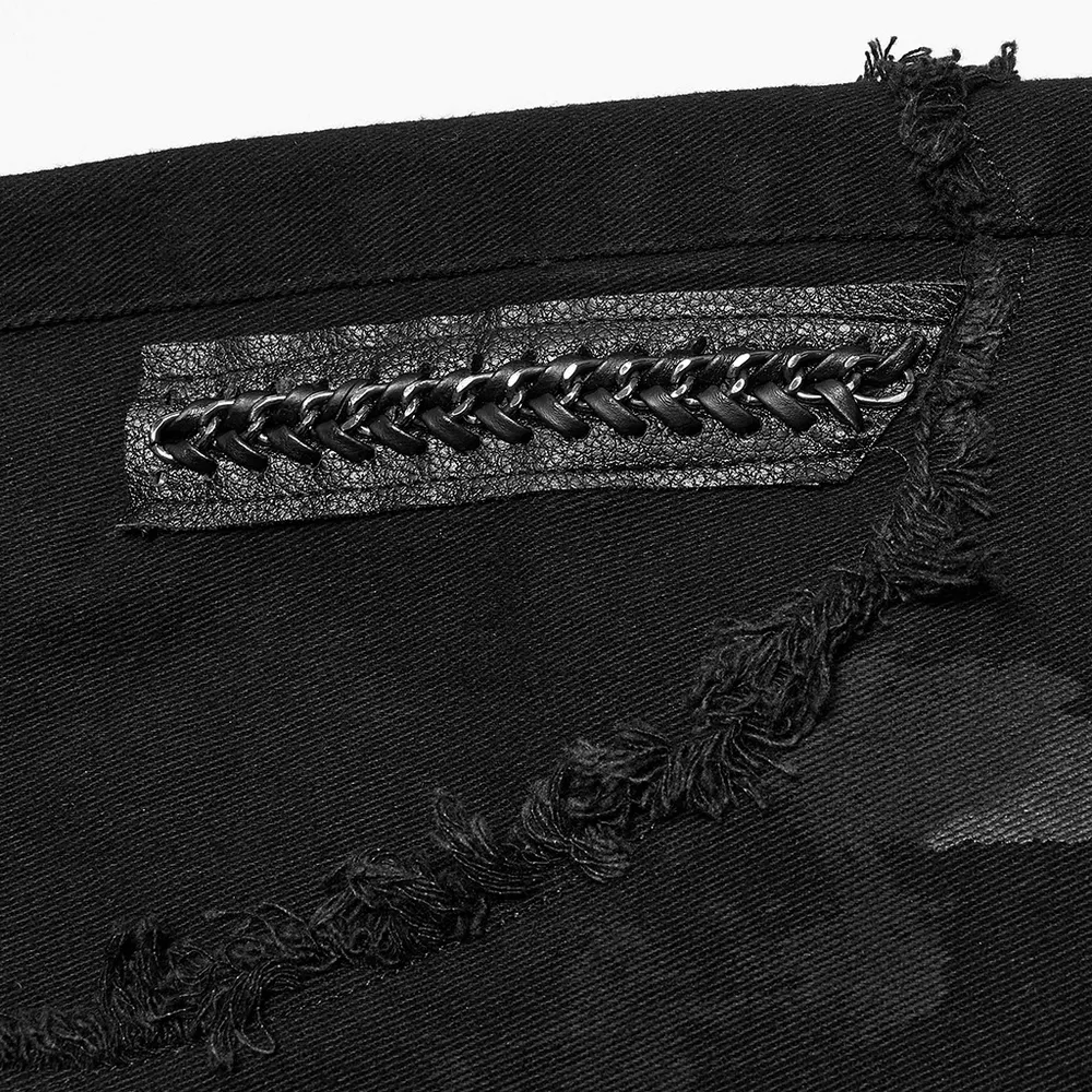 Edgy Distressed Black Denim Gothic Pants