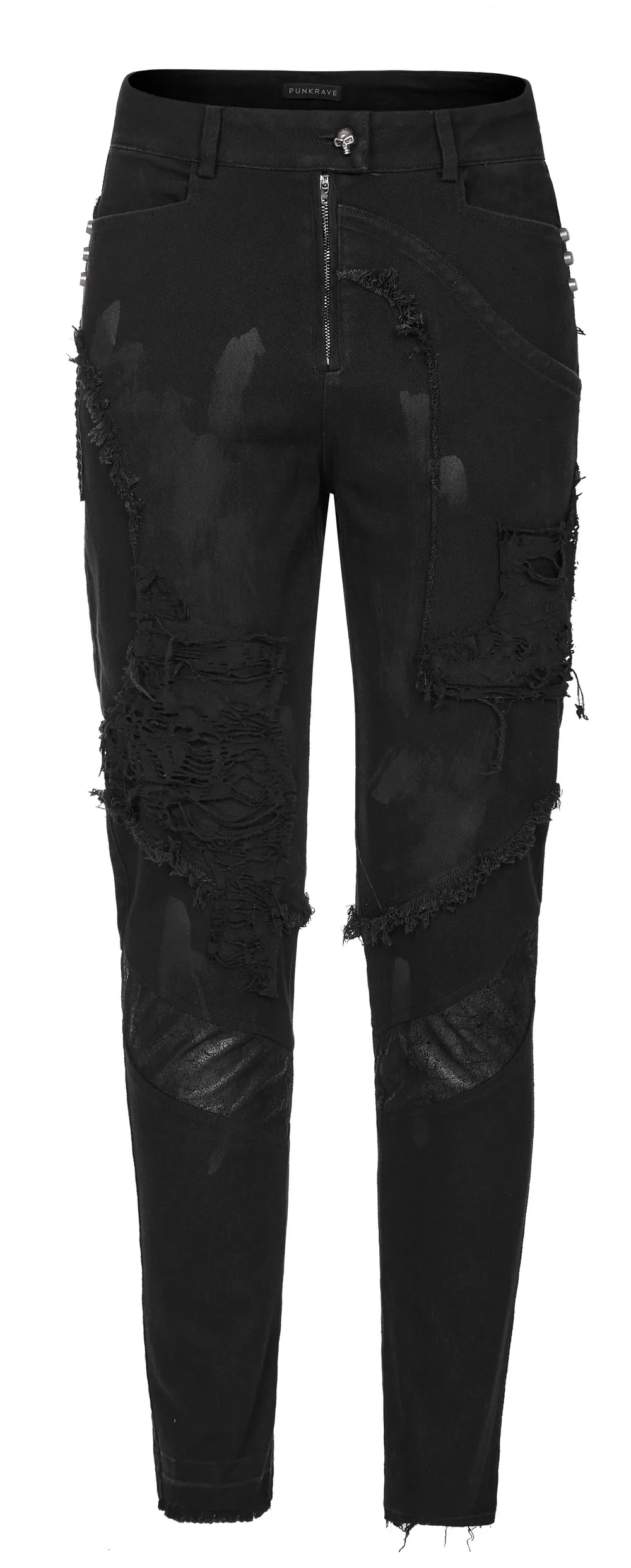 Edgy Distressed Black Denim Gothic Pants