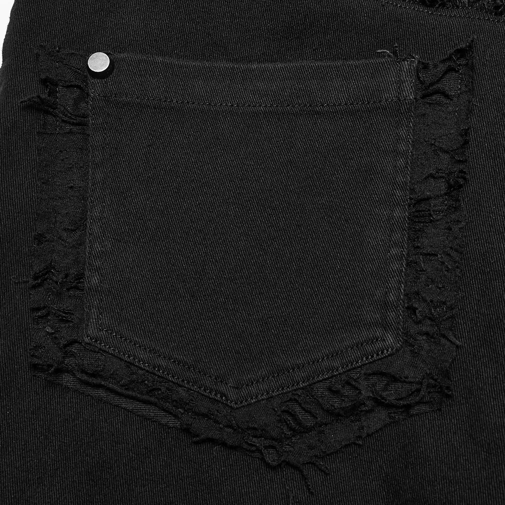 Edgy Distressed Black Denim Gothic Pants
