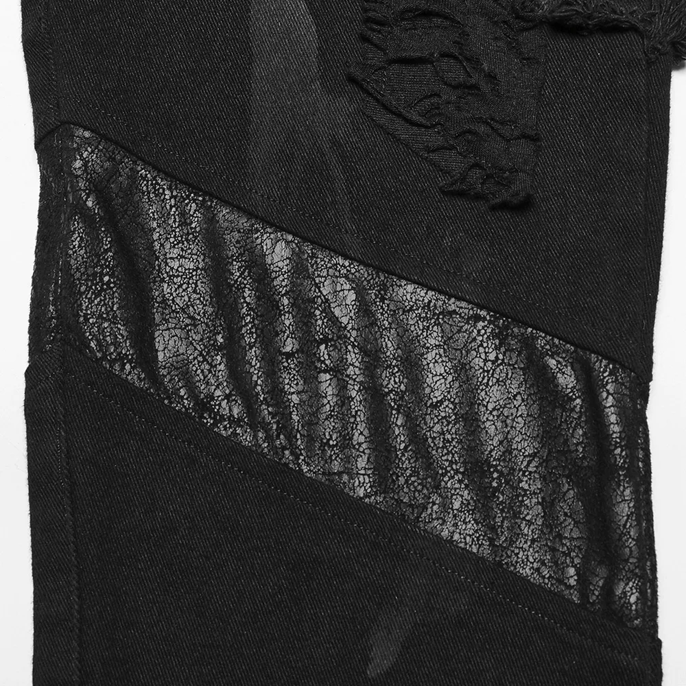 Edgy Distressed Black Denim Gothic Pants