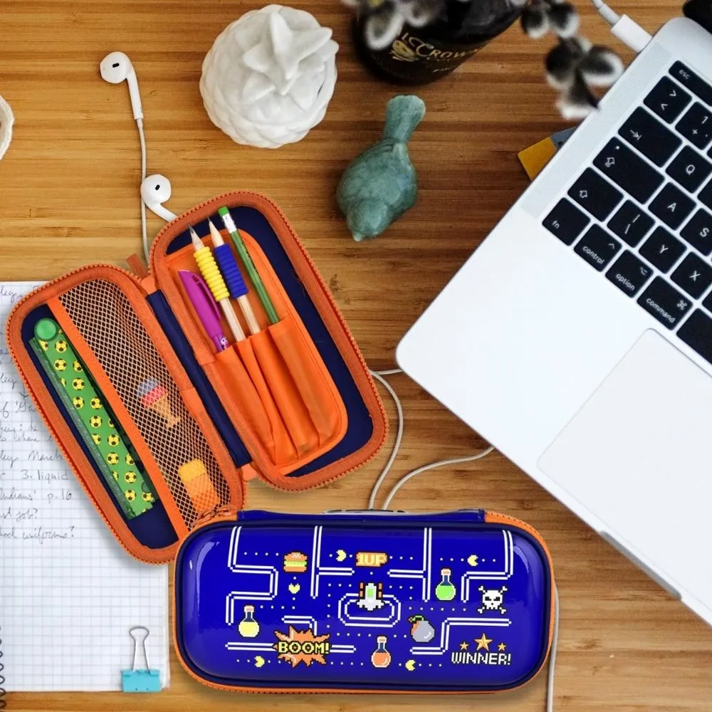 Gaming Pencil Case  |  Pac-man Design |  Shiny Metallic Print