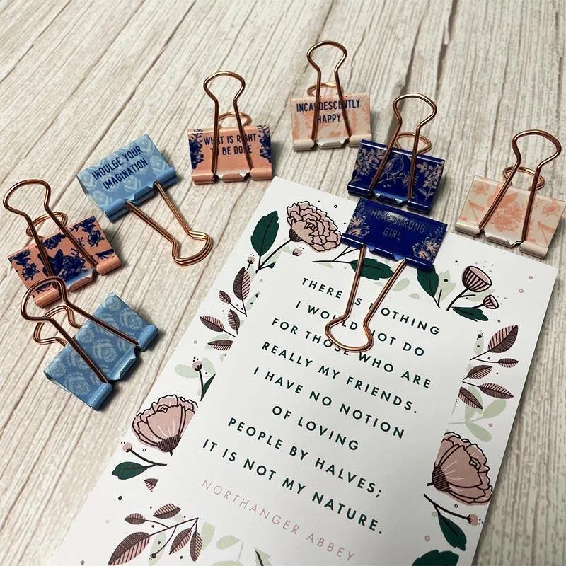 Jane Austen Binder Clips - Set of 8