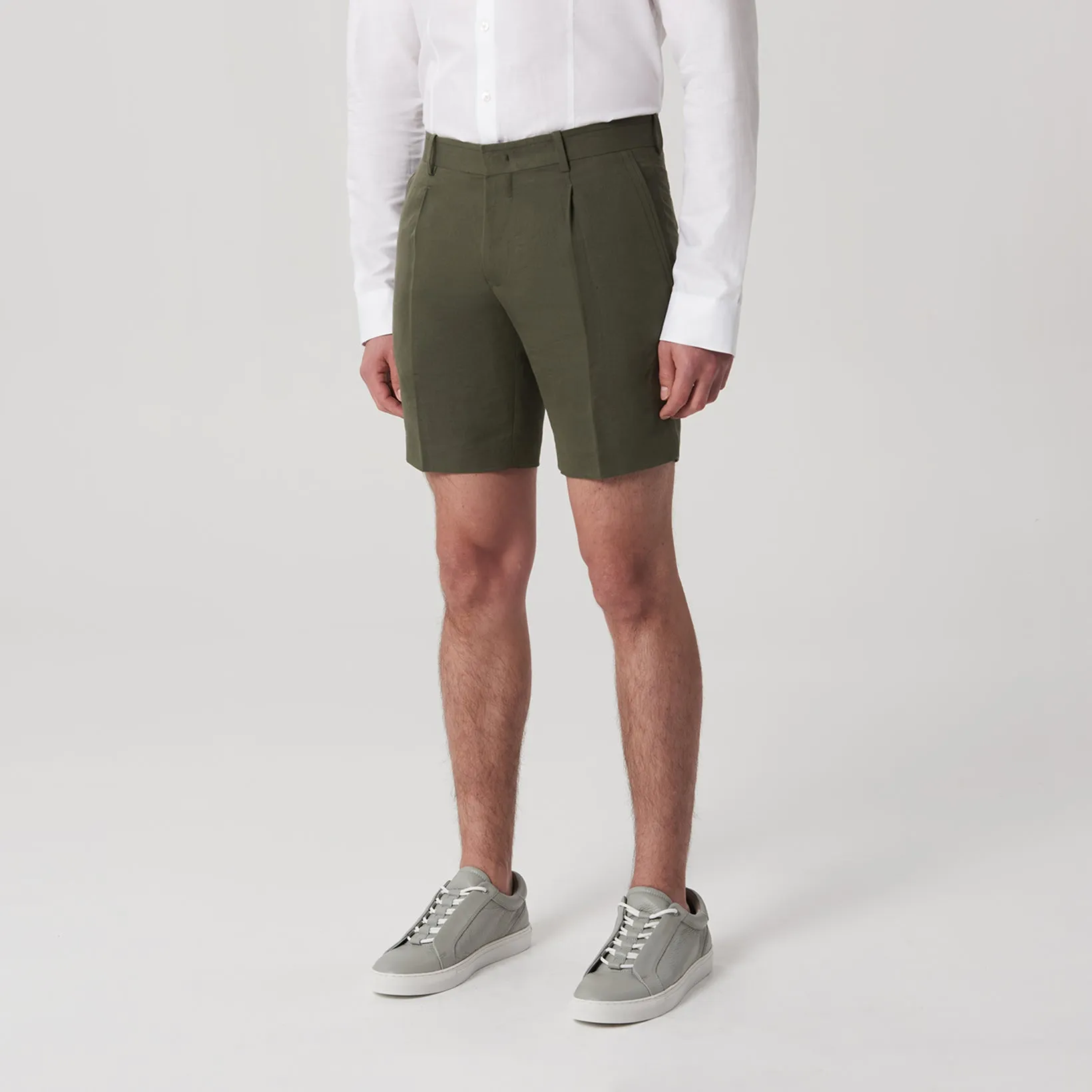 Linen Cotton Textured Short Khaki