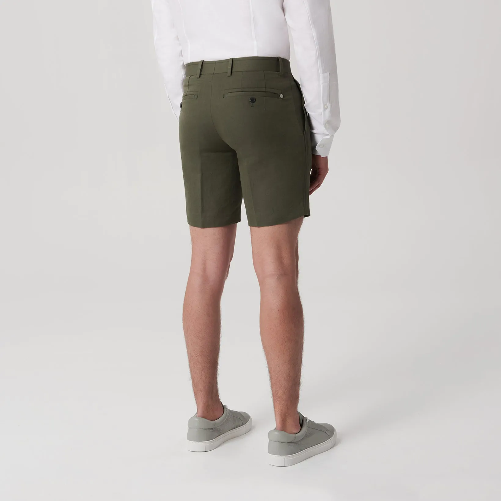 Linen Cotton Textured Short Khaki