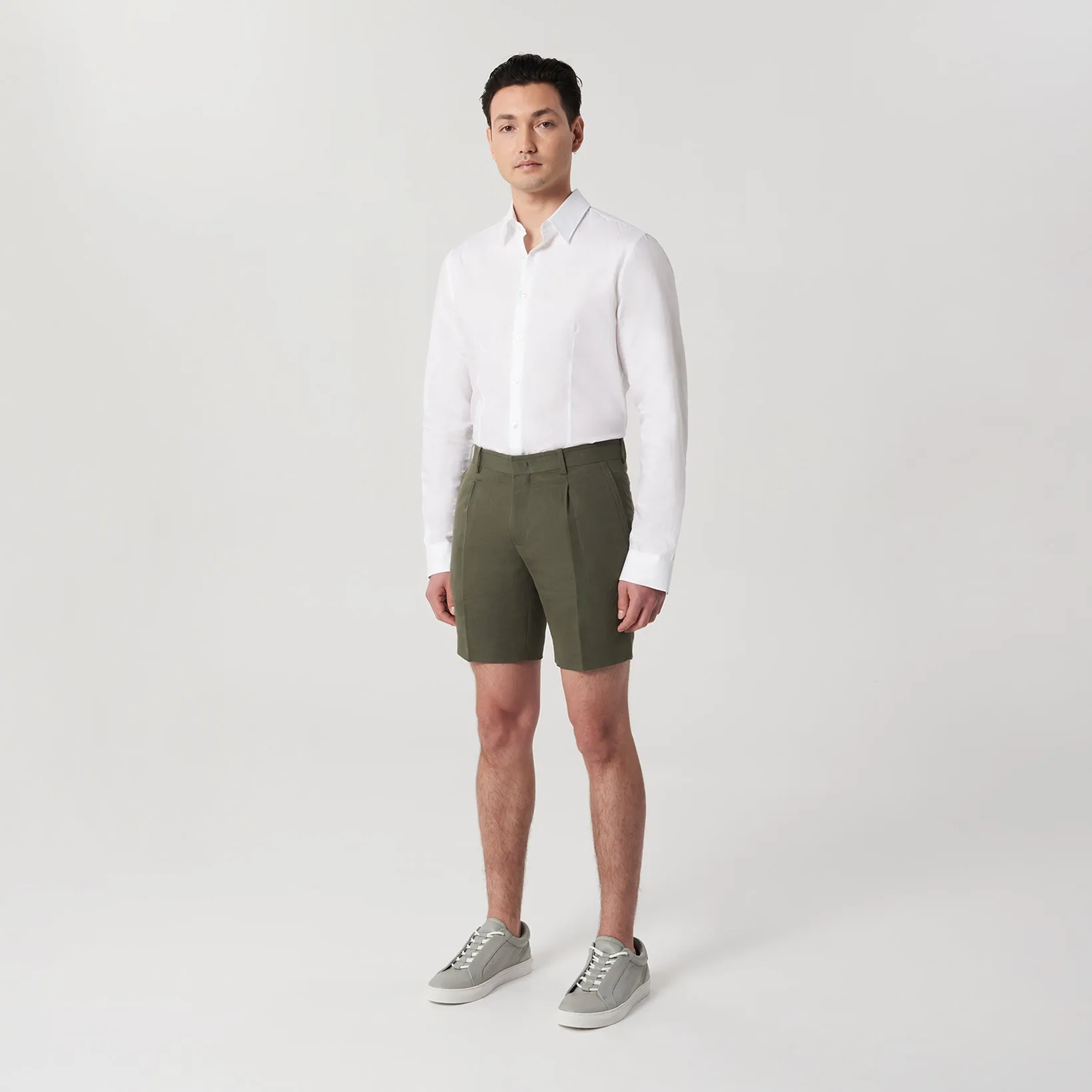 Linen Cotton Textured Short Khaki