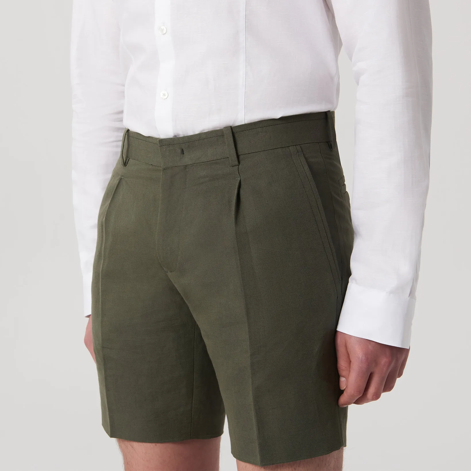 Linen Cotton Textured Short Khaki
