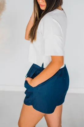 Navy Lightweight Denim Shorts