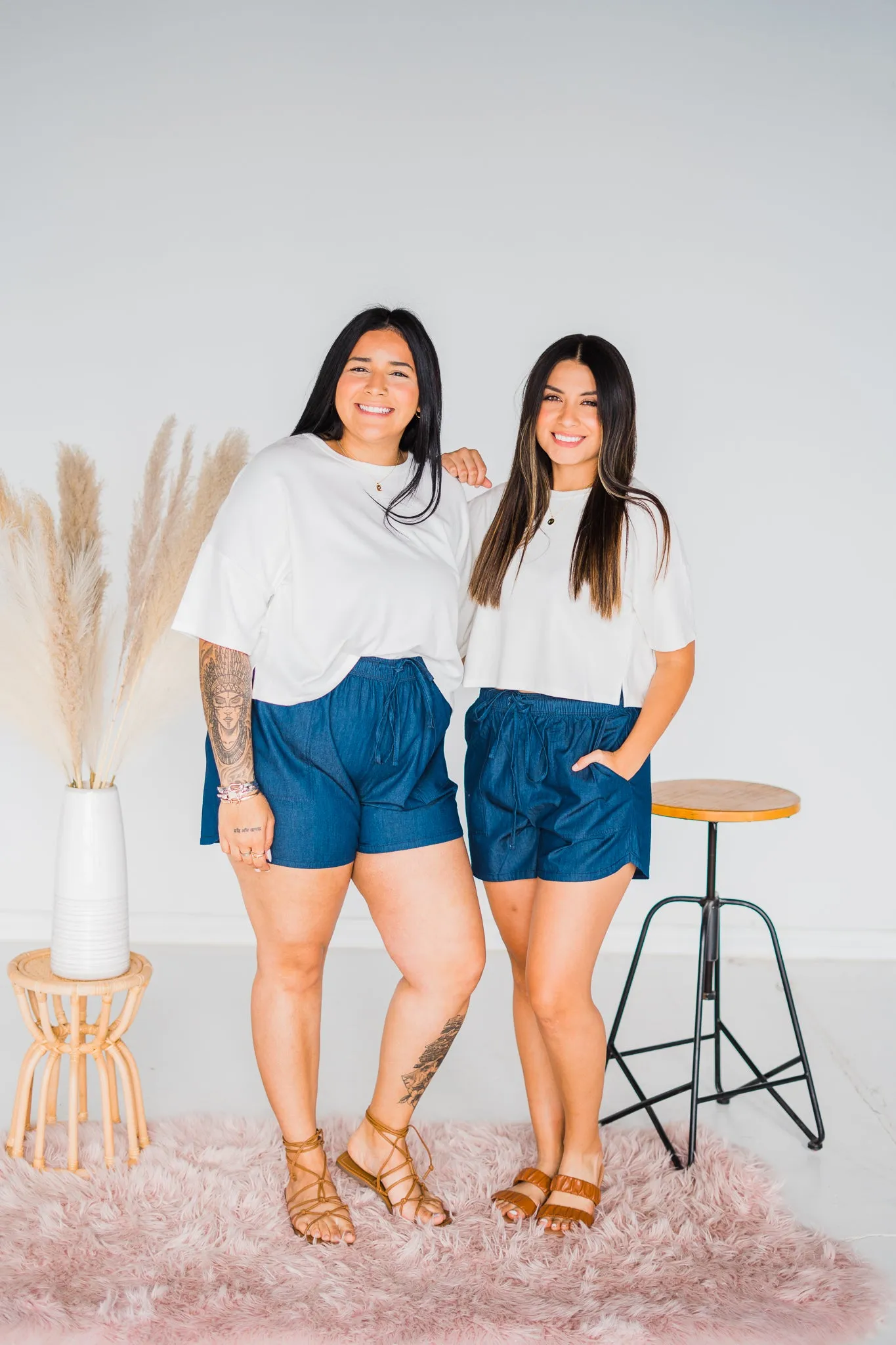 Navy Lightweight Denim Shorts