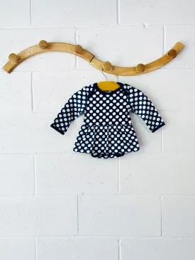 Navy   White Polka Dot Dress, 3-6 months
