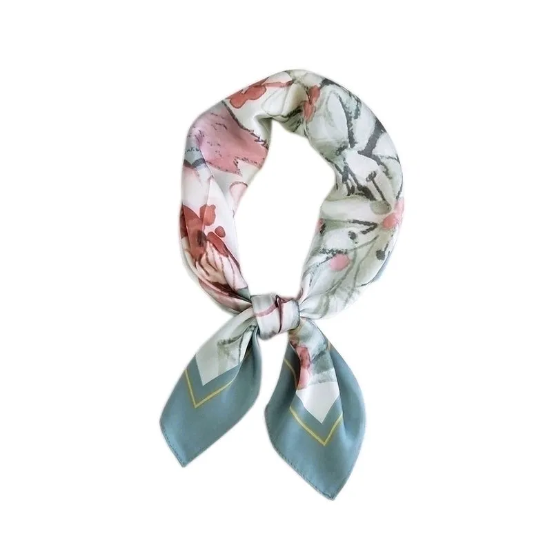 New Wild Spring Scarf To Protect The Cervical Spine Korean Thin Sunscreen Small Square Silk Scarf For Women