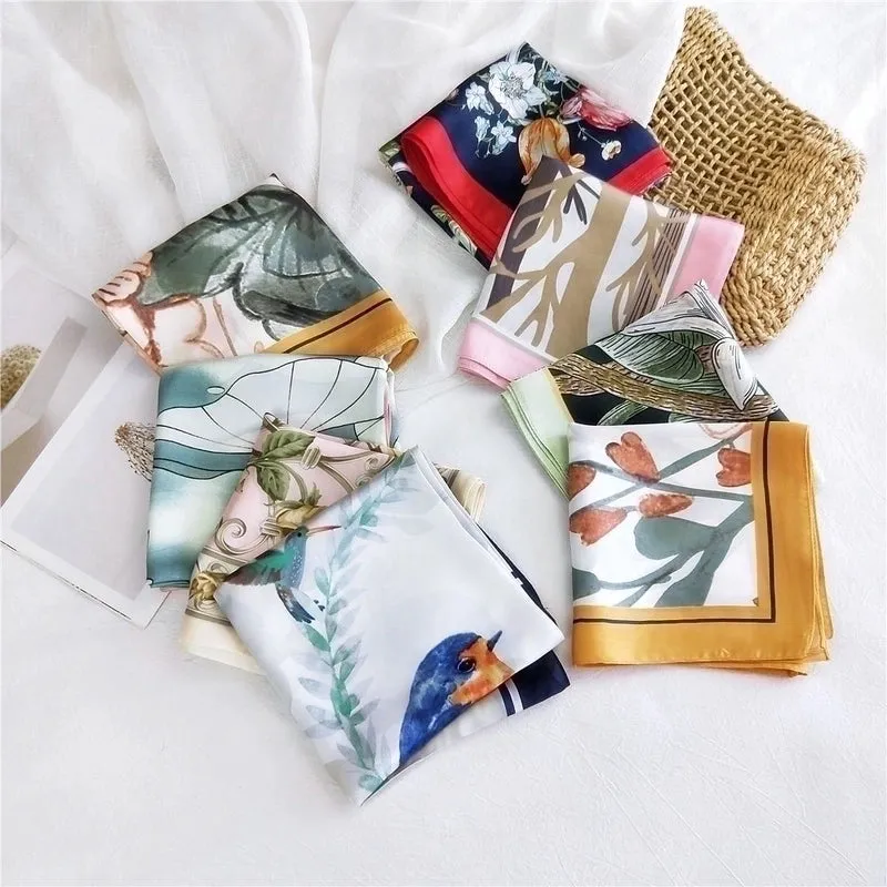 New Wild Spring Scarf To Protect The Cervical Spine Korean Thin Sunscreen Small Square Silk Scarf For Women