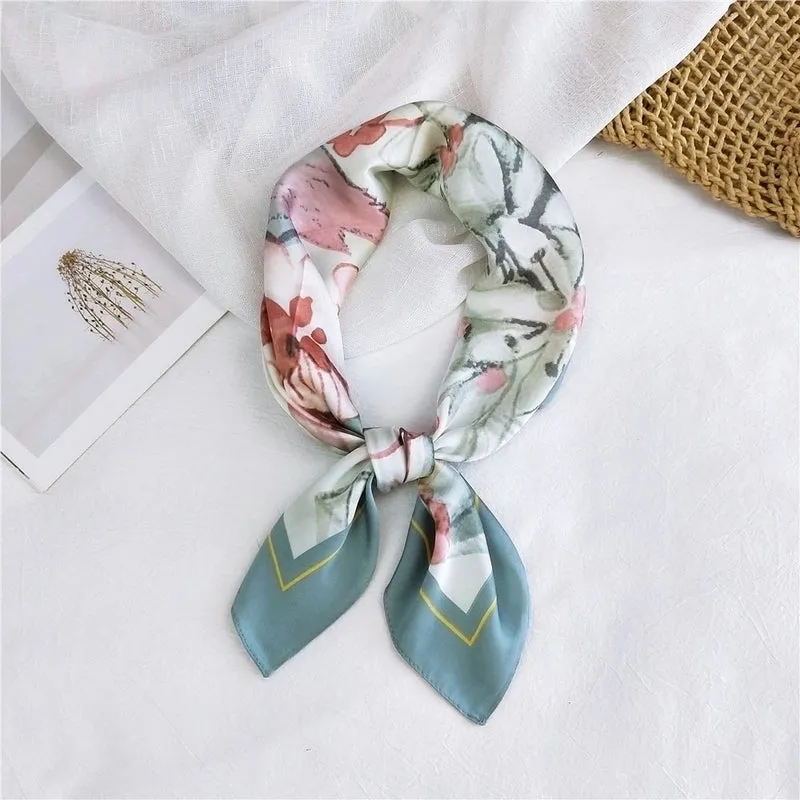 New Wild Spring Scarf To Protect The Cervical Spine Korean Thin Sunscreen Small Square Silk Scarf For Women