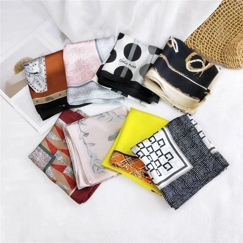 New Wild Spring Scarf To Protect The Cervical Spine Korean Thin Sunscreen Small Square Silk Scarf For Women