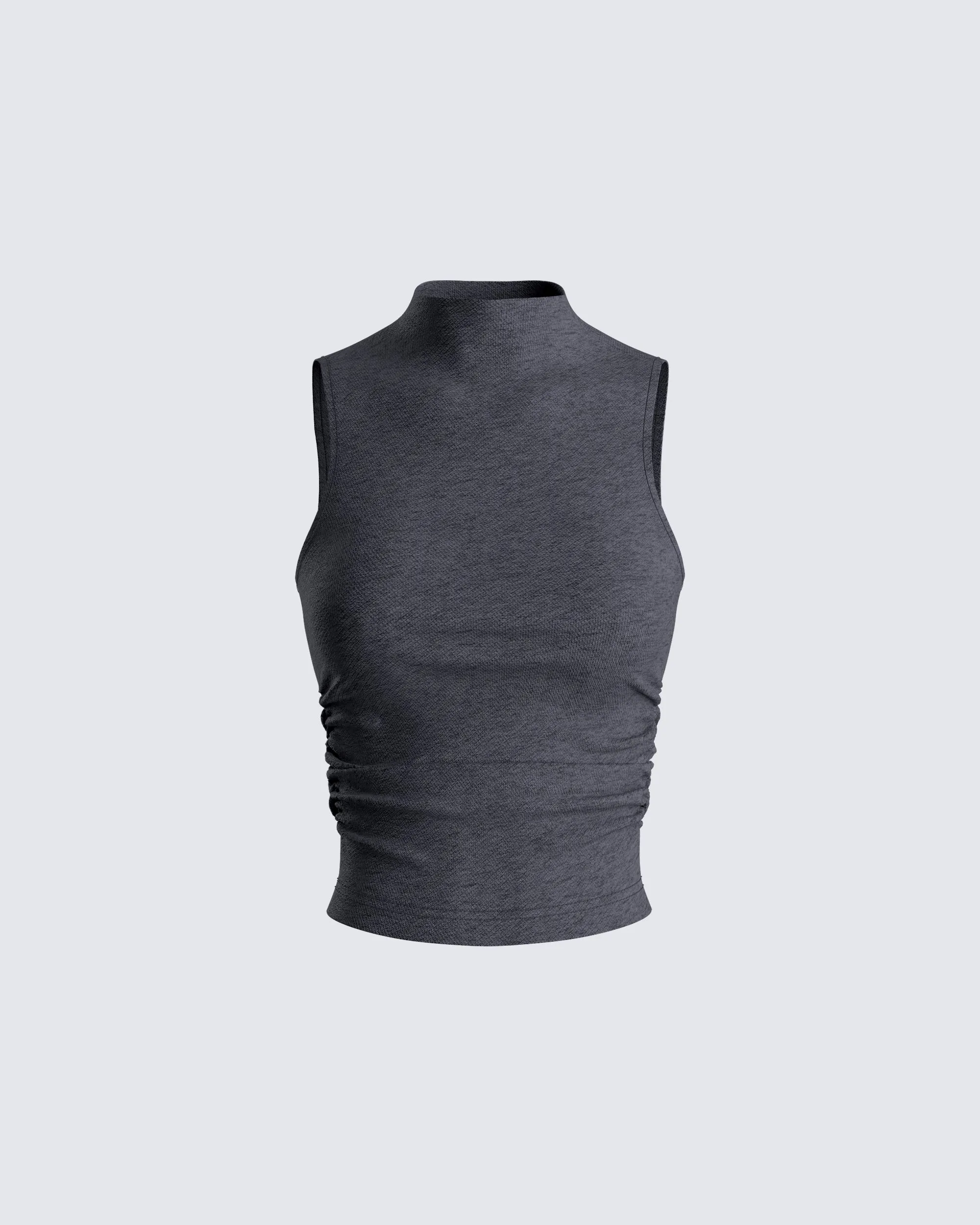 Nico Grey Jersey Mock Neck Top