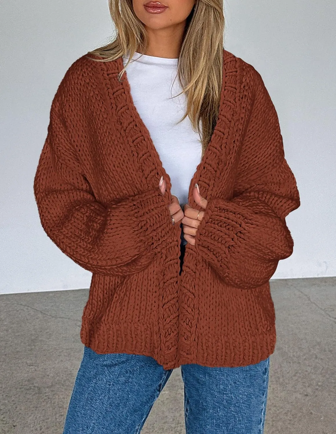 PRETTYGARDEN Womens Cardigan Sweaters 2025 Spring Fall Trendy Chunky Knit Outerwear Outfits Fashion Long Sleeve Cardigans