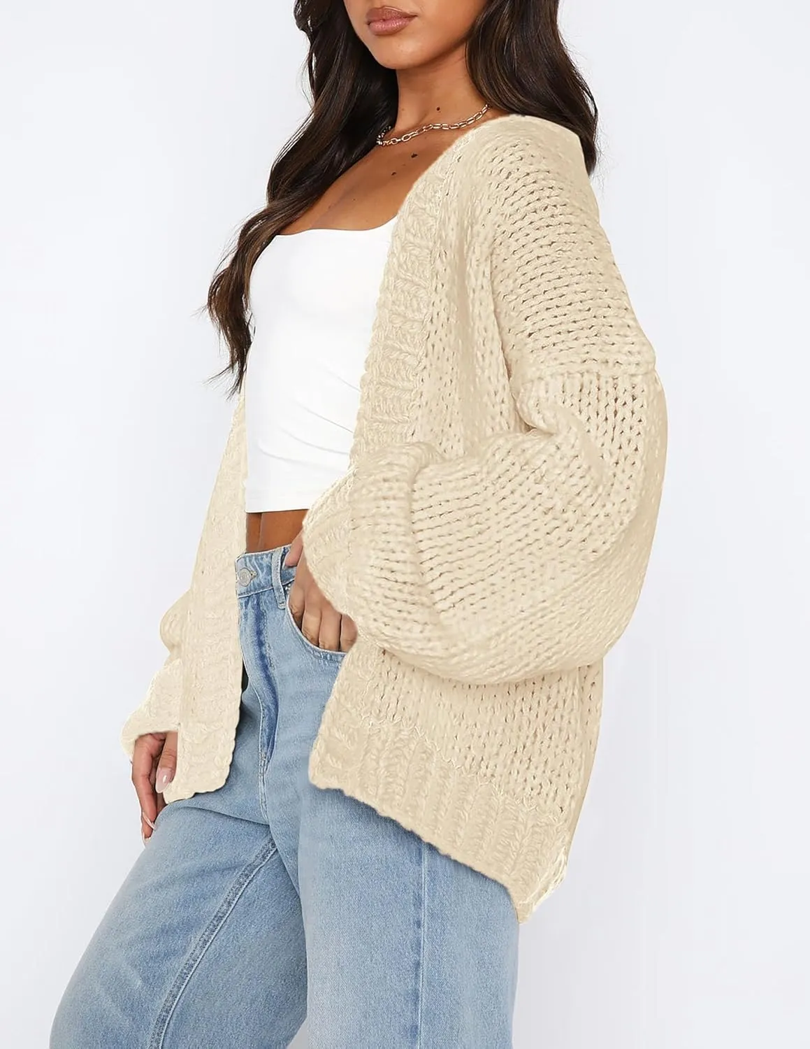 PRETTYGARDEN Womens Cardigan Sweaters 2025 Spring Fall Trendy Chunky Knit Outerwear Outfits Fashion Long Sleeve Cardigans