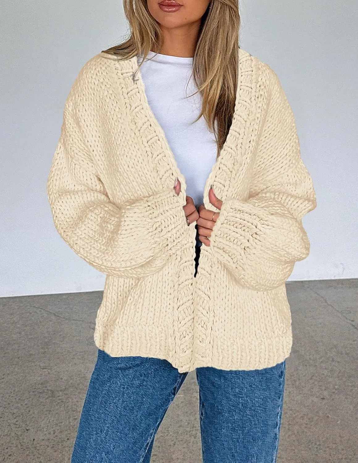 PRETTYGARDEN Womens Cardigan Sweaters 2025 Spring Fall Trendy Chunky Knit Outerwear Outfits Fashion Long Sleeve Cardigans