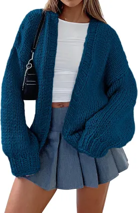 PRETTYGARDEN Womens Cardigan Sweaters 2025 Spring Fall Trendy Chunky Knit Outerwear Outfits Fashion Long Sleeve Cardigans
