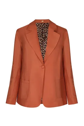 Santo Toms Martellato Silk Blazer in Terra
