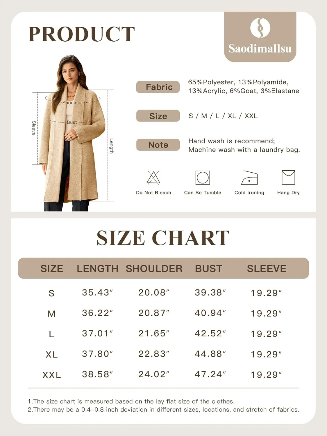 Saodimallsu Womens Long Cardigan Sweaters Chunky Open Front Oversized Slouchy Knit Fall Trendy Coatigan Jackets