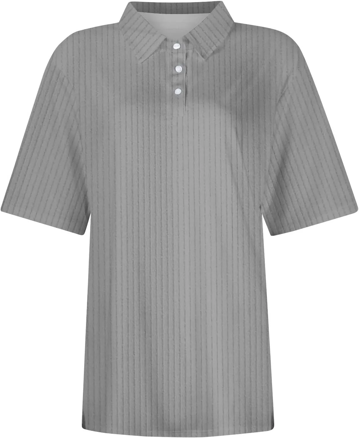 Women Ribbed Polo Shirt Cute Casual Loose Button Collar Short Sleeve Golf Shirts Tennis Work Out Spring Summer