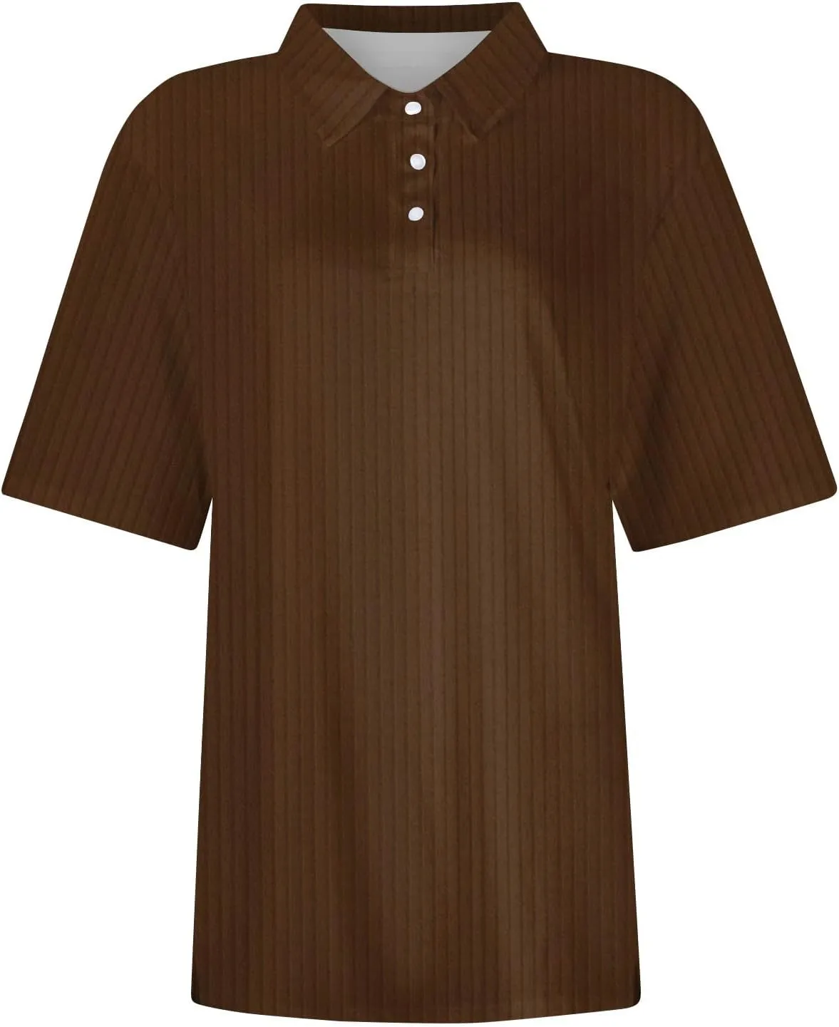 Women Ribbed Polo Shirt Cute Casual Loose Button Collar Short Sleeve Golf Shirts Tennis Work Out Spring Summer