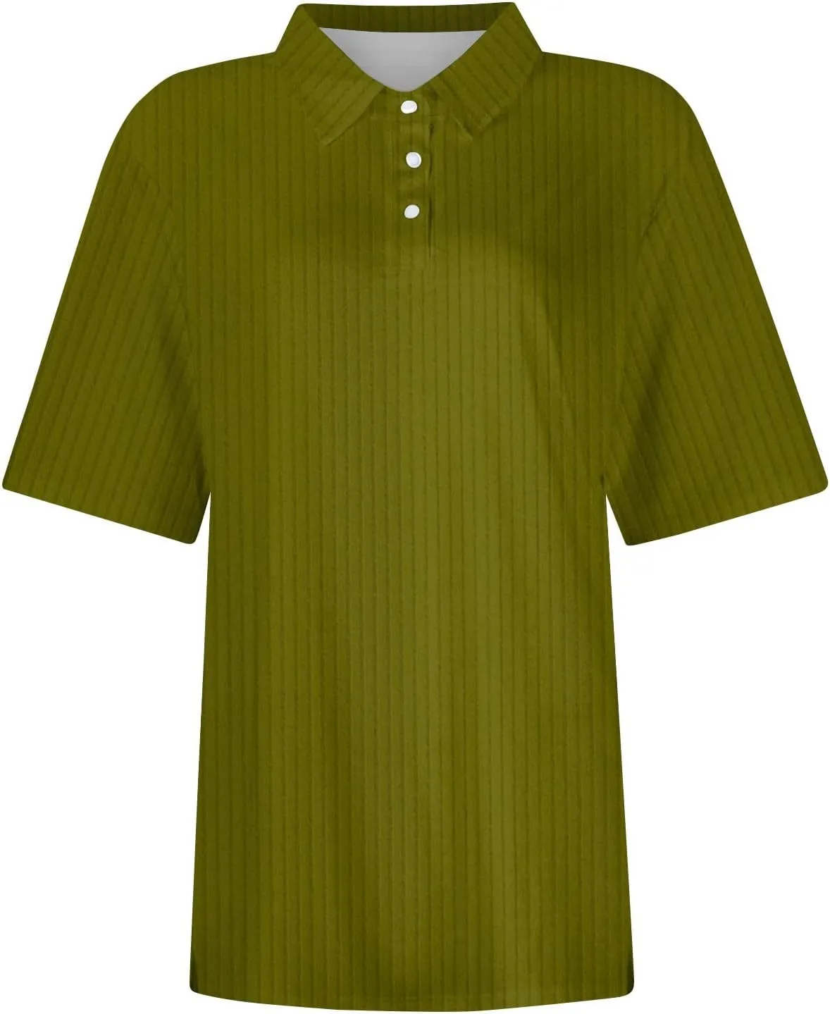 Women Ribbed Polo Shirt Cute Casual Loose Button Collar Short Sleeve Golf Shirts Tennis Work Out Spring Summer