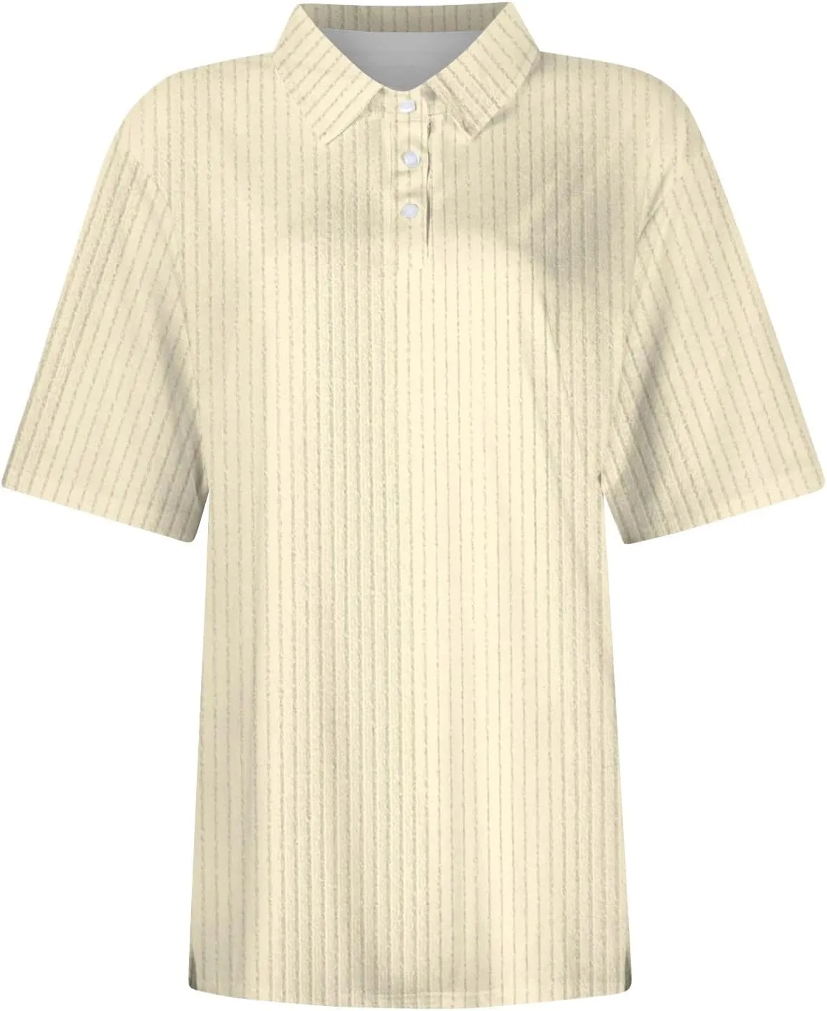 Women Ribbed Polo Shirt Cute Casual Loose Button Collar Short Sleeve Golf Shirts Tennis Work Out Spring Summer