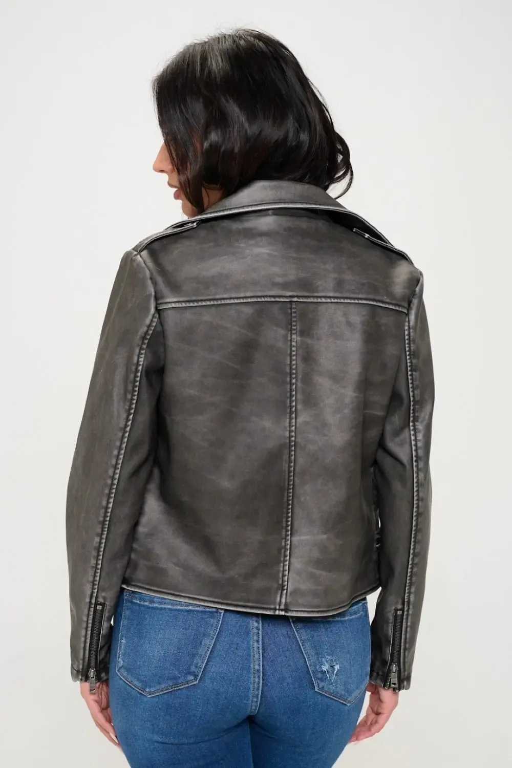 Zip-Up Biker Jacket with Belt – Trendy Jackets for Women