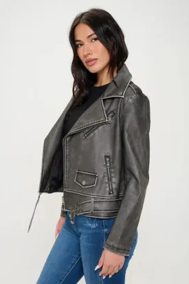 Zip-Up Biker Jacket with Belt – Trendy Jackets for Women